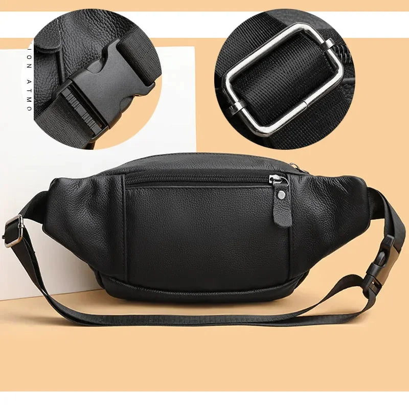 Men's Chest s Crossbody Shoulder Man Male Leather Waist Pack Sling Bag For Outdoor Sports Belt Pouch Small