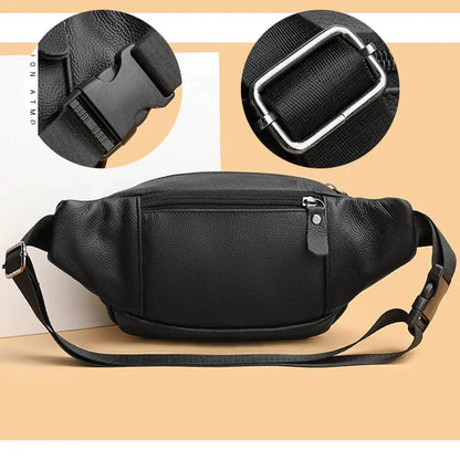 Men's Chest s Crossbody Shoulder Man Male Leather Waist Pack Sling Bag For Outdoor Sports Belt Pouch Small