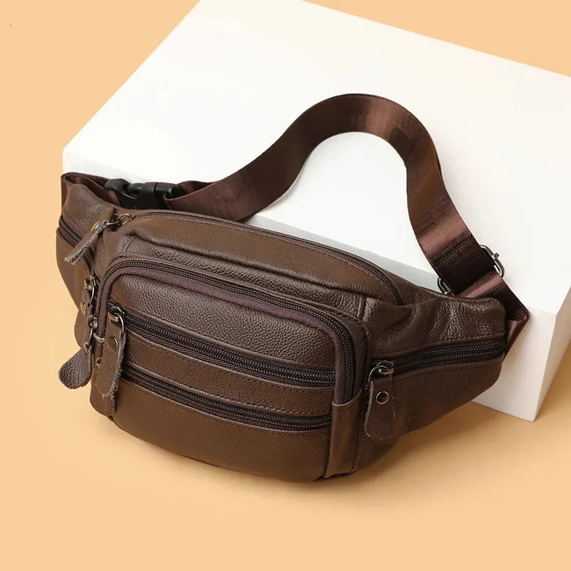 Men's Chest s Crossbody Shoulder Man Male Leather Waist Pack Sling Bag For Outdoor Sports Belt Pouch Small