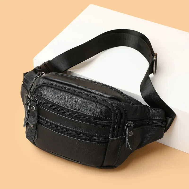 Men's Chest s Crossbody Shoulder Man Male Leather Waist Pack Sling Bag For Outdoor Sports Belt Pouch Small