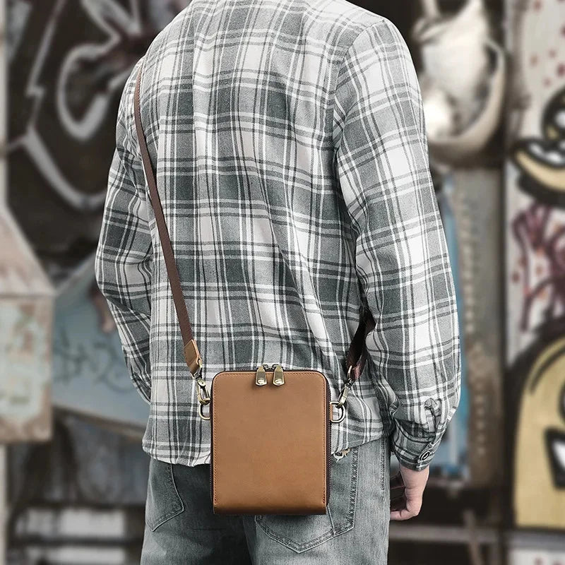 Men's Cow Retro Crossbody Leather Casual Small Square s One Shoulder Bag Men Handbag Fashion