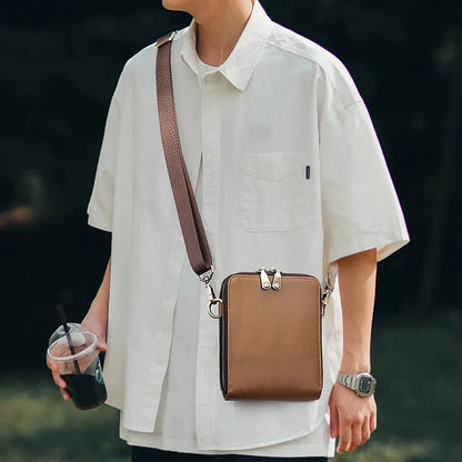 Men's Cow Retro Crossbody Leather Casual Small Square s One Shoulder Bag Men Handbag Fashion