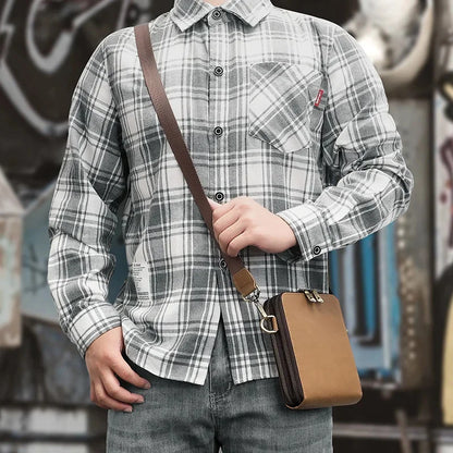 Men's Cow Retro Crossbody Leather Casual Small Square s One Shoulder Bag Men Handbag Fashion