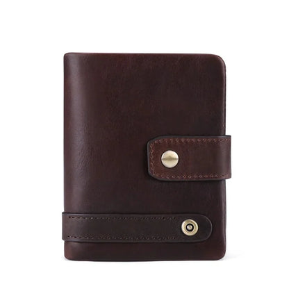 Men's Crazy Horse Skin Short Style Top Quality Cow Genuine Leather Male Purse Vintage Fashion Design Cowhide Wallets