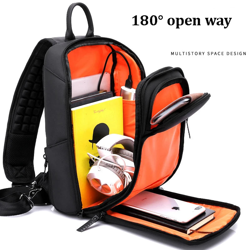 Men's Crossbody Bag for USB charging new Shoulder bag High-quality travel Messenger Bags Male Waterproof Casual Chest Bag Pack