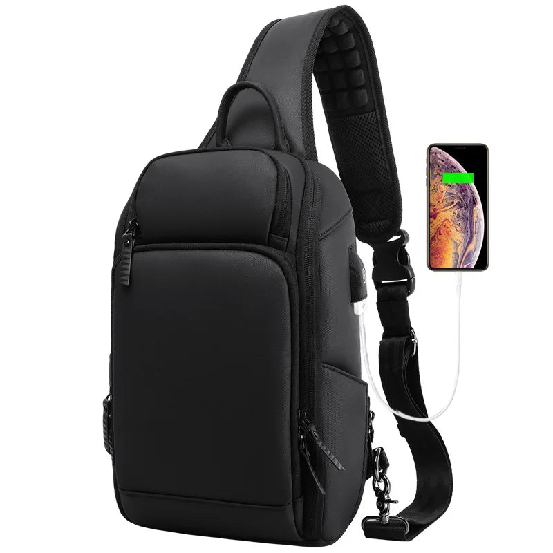 Men's Crossbody Bag for USB charging new Shoulder bag High-quality travel Messenger Bags Male Waterproof Casual Chest Bag Pack