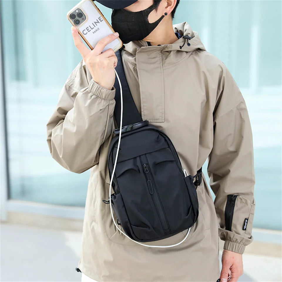 Men's Fashion Chest Bags Crossbody Bag Male Shoulder Sling Bags Chest Pack Nylon Men Phone Pouch Sling Bag