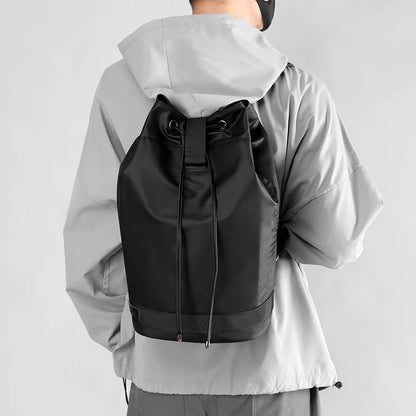 Men's Fashion Nylon Backpacks Waterproof Simplicity Large-capacity Outdoors Men Leisure Travel Rucksack Man Drawstring Schoolbag