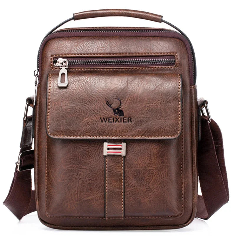 Men's Fashion PU Leather Business Anti-theft Shoulder Bags Waterproof Crossbody Sling Bag Handbag Travel Messenger Pack For Male