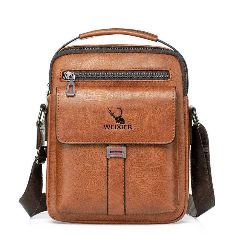 Men's Fashion PU Leather Business Anti-theft Shoulder Bags Waterproof Crossbody Sling Bag Handbag Travel Messenger Pack For Male