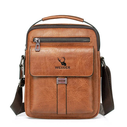 Men's Fashion PU Leather Business Anti-theft Shoulder Bags Waterproof Crossbody Sling Bag Handbag Travel Messenger Pack For Male