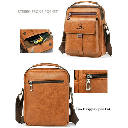 Men's Fashion PU Leather Business Anti-theft Shoulder Bags Waterproof Crossbody Sling Bag Handbag Travel Messenger Pack For Male