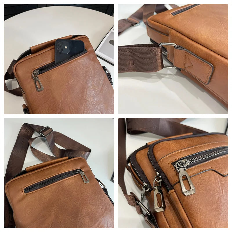 Men's Fashion PU Leather Shoulder Bags Designer High Quality Man Leisure Crossbody Bags Large-capacity Light Male Trend Handbags