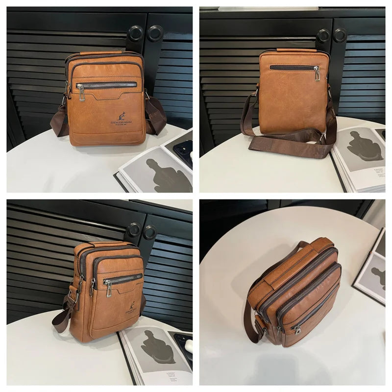 Men's Fashion PU Leather Shoulder Bags Designer High Quality Man Leisure Crossbody Bags Large-capacity Light Male Trend Handbags