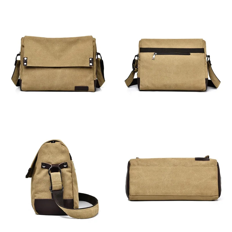 Men's Fashion Retro Canvas Shoulder Bags Designer High Quality Male Leisure Crossbody Bags Large-capacity Man Messenger Bags