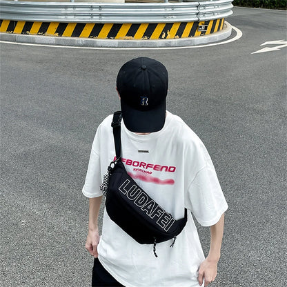 Men's Fashion Versatile Nylon Chest Packs Designer Soft Light Waterproof Tooling Wind Man Leisure Waist Packs Trend Shoulder Bag
