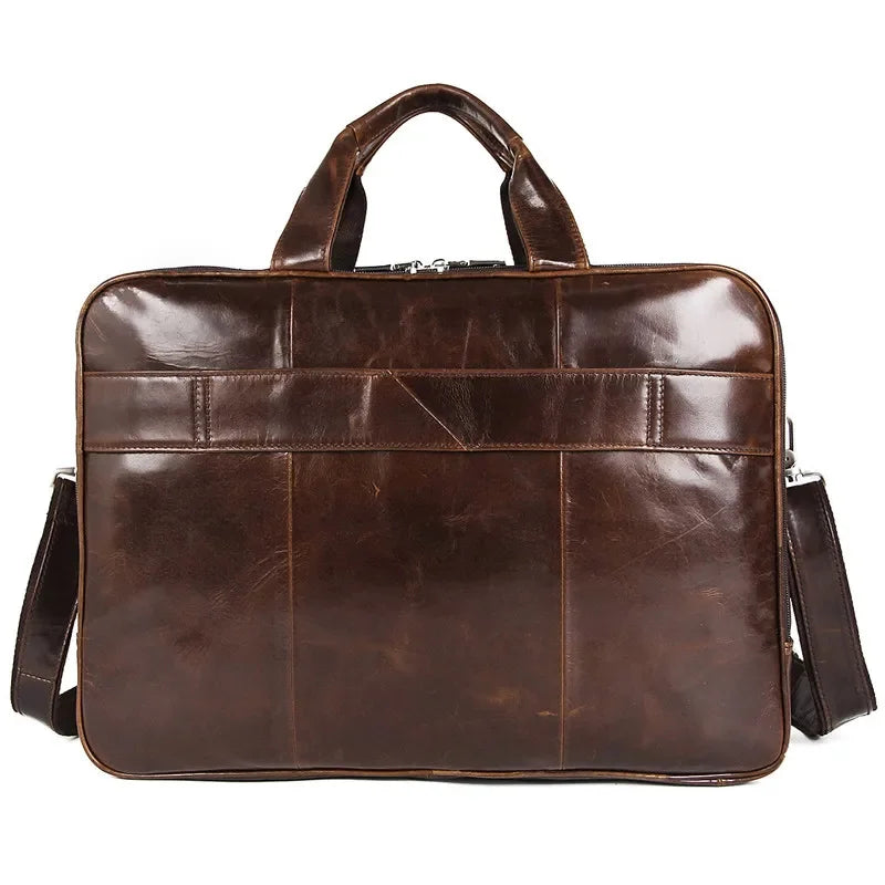 Men's Genuine Leather Briefcase Luxury Men Real Cowhide Handbag Multi-Functional Shoulder Male Large Capacity Travel Bag
