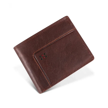 Men's Genuine Leather Crazy Horse Skin Business Retro Horizontal Wallet Male Slim RFID Multi Card Man Purse Fashion