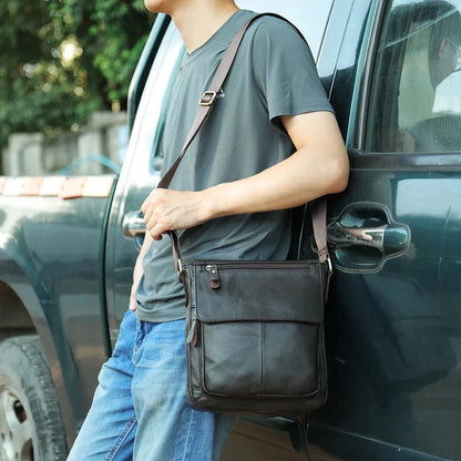 Men's Genuine Leather Messenger Bag Crossbody Shoulder Bags Male Casual Handbag Men Sling Pack For Work Business