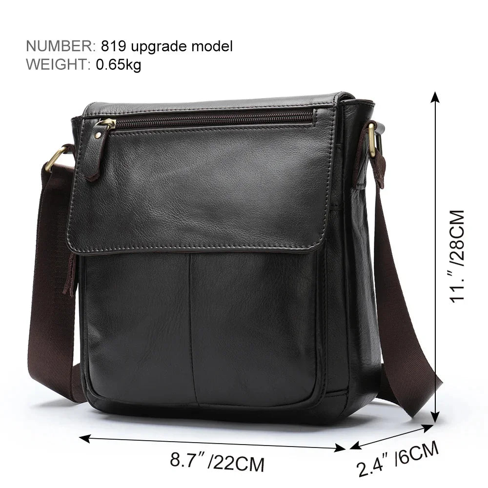 Men's Genuine Leather Messenger Bag Crossbody Shoulder Bags Male Casual Handbag Men Sling Pack For Work Business