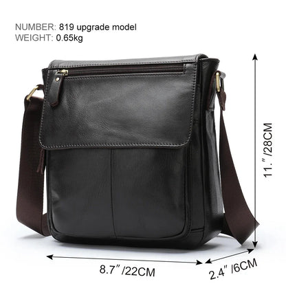 Men's Genuine Leather Messenger Bag Crossbody Shoulder Bags Male Casual Handbag Men Sling Pack For Work Business
