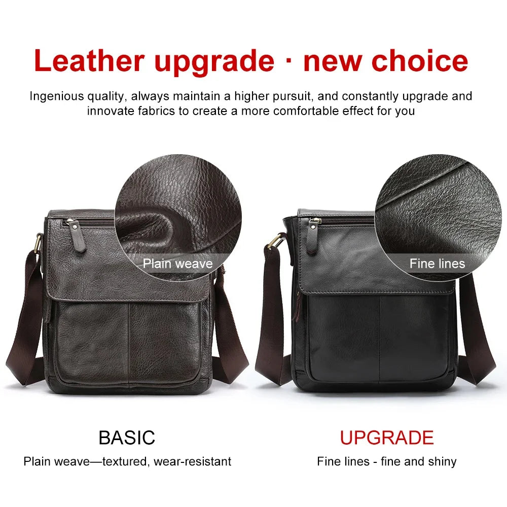 Men's Genuine Leather Messenger Bag Crossbody Shoulder Bags Male Casual Handbag Men Sling Pack For Work Business