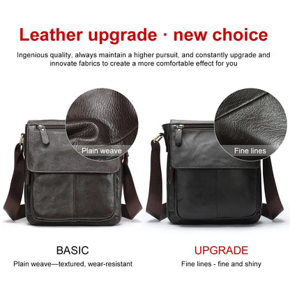 Men's Genuine Leather Messenger Bag Crossbody Shoulder Bags Male Casual Handbag Men Sling Pack For Work Business