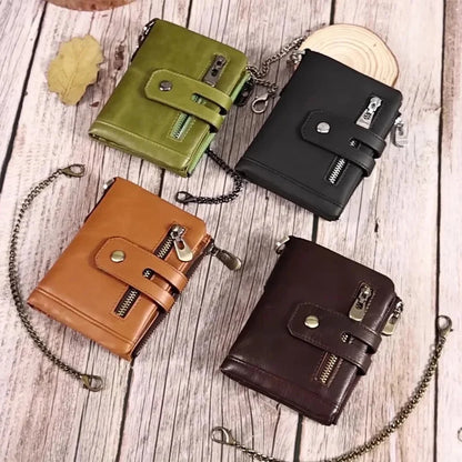 Men's Genuine Leather Small Wallet for Men with Credit Card Holder Luxury Design Bifold Zipper Coin Pocket Fashion