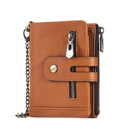 Men's Genuine Leather Small Wallet for Men with Credit Card Holder Luxury Design Bifold Zipper Coin Pocket Fashion