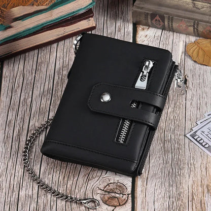 Men's Genuine Leather Small Wallet for Men with Credit Card Holder Luxury Design Bifold Zipper Coin Pocket Fashion
