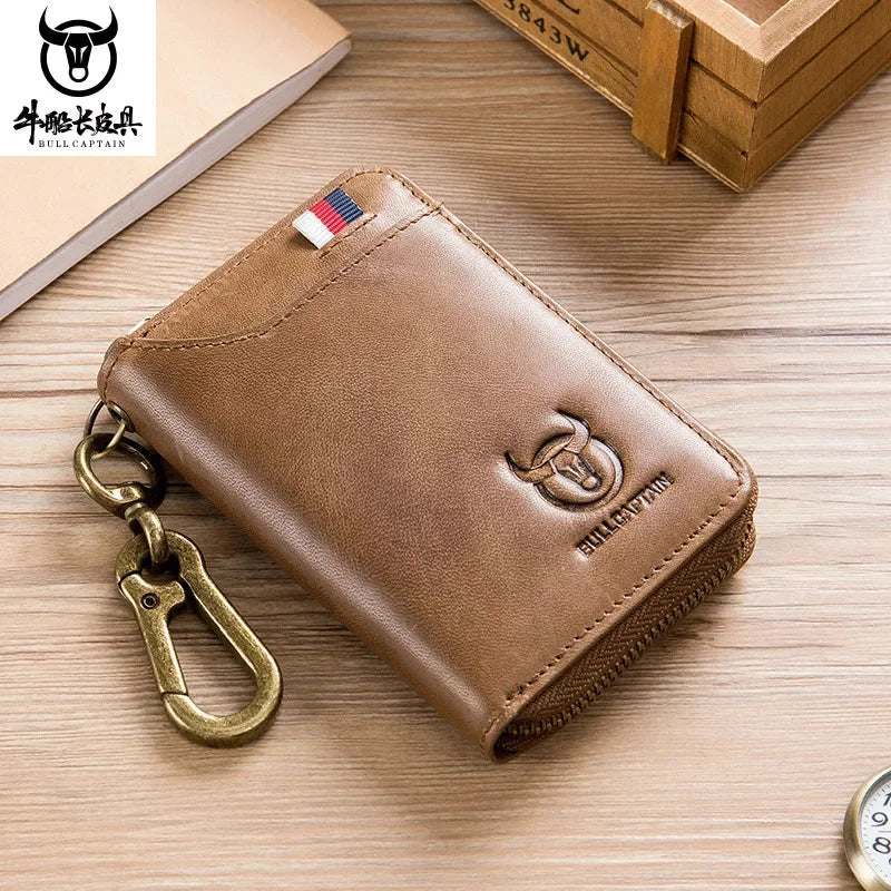 Men's Genuine Leather chain Multifunction Card Holder Organizer Pouch Cowhide Car Wallet Housekeeper Key Case