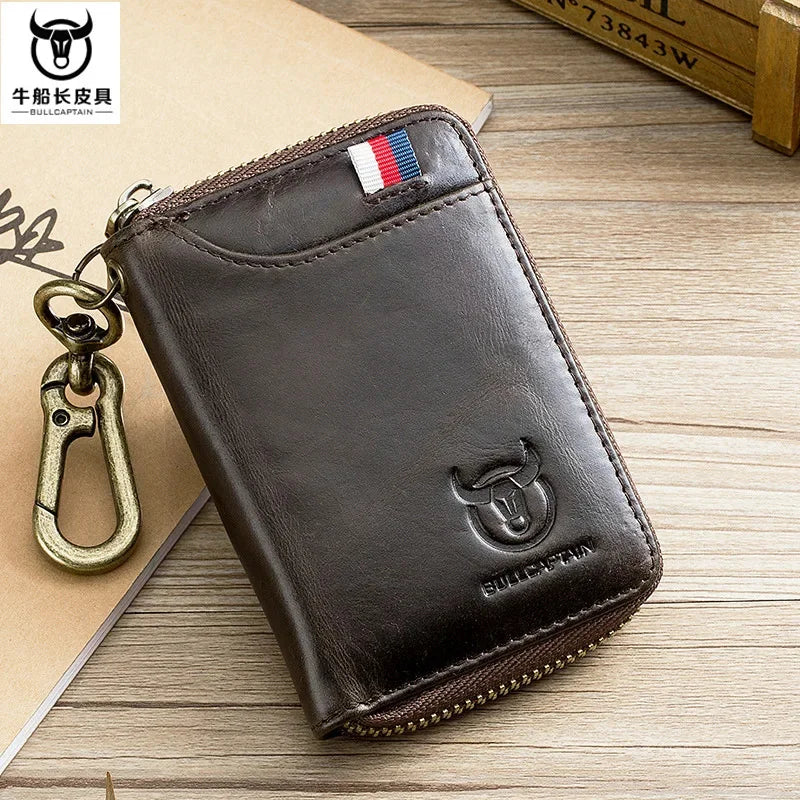 Men's Genuine Leather chain Multifunction Card Holder Organizer Pouch Cowhide Car Wallet Housekeeper Key Case