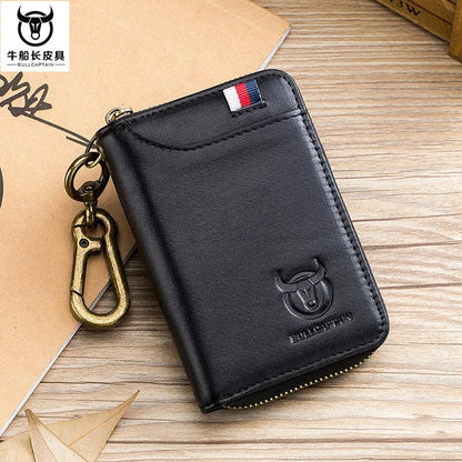 Men's Genuine Leather chain Multifunction Card Holder Organizer Pouch Cowhide Car Wallet Housekeeper Key Case