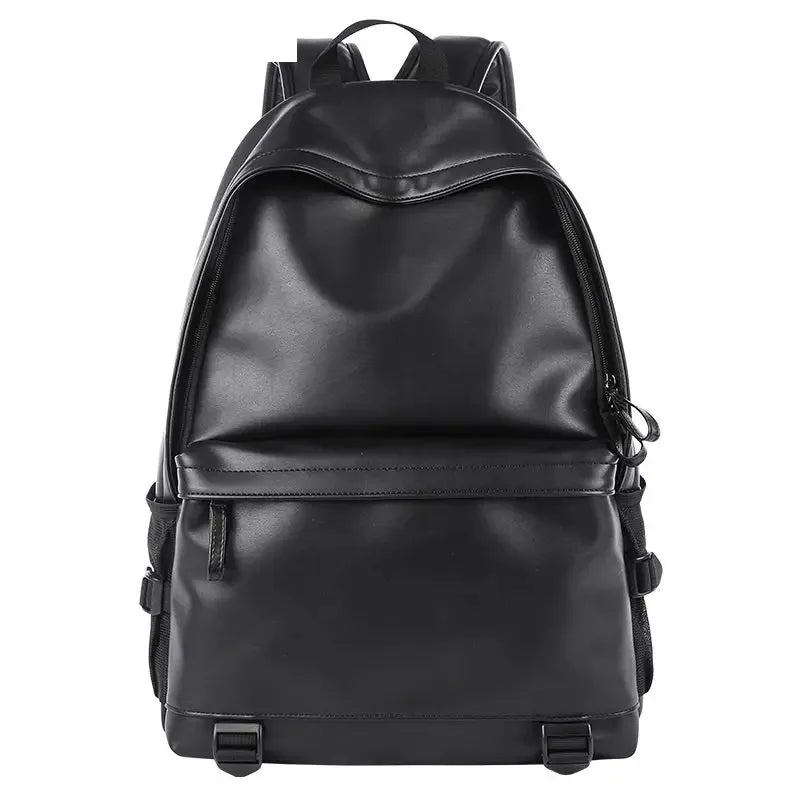 Men's Leather Backpack Teen Black School Bag Boy College School Bag Laptop Backpack School Wind Leisure Bag
