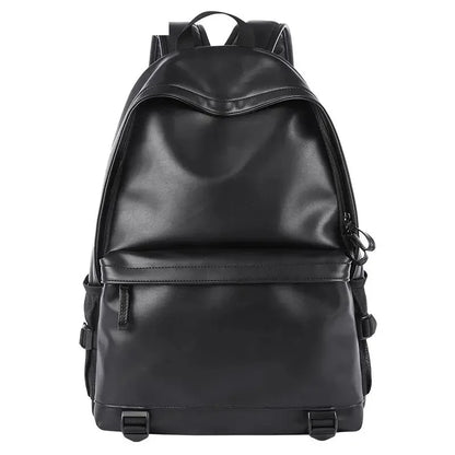 Men's Leather Backpack Teen Black School Bag Boy College School Bag Laptop Backpack School Wind Leisure Bag