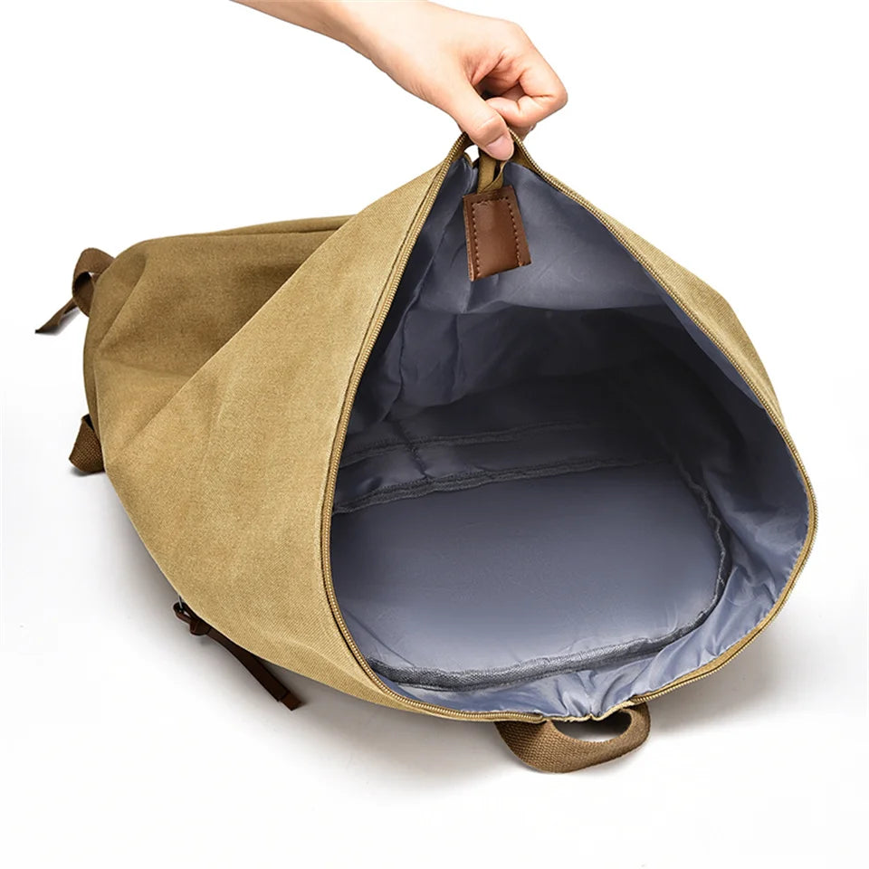 Men's Leisure Canvas Backpacks Waterproof Large-capacity Trend Man Versatile Schoolbags Teenagers Simplicity Travel Knapsacks