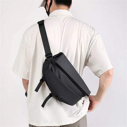 Men's Leisure Nylon Chest Packs Waterproof Light Man Versatile Solid Color Shoulder Bags Men Fashion Travel Motion Waist Packs