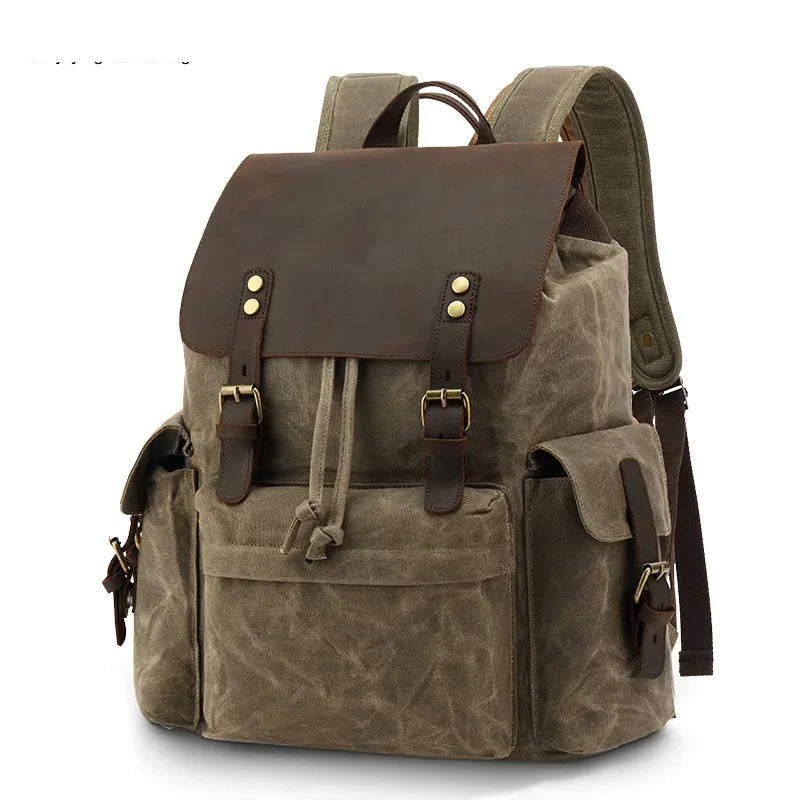 Men's Leisure School Bag Large Capacity Travel Backpack Canvas Outdoor Mountaineering Computer