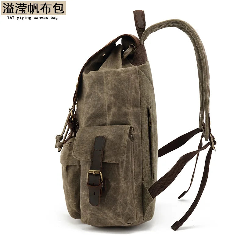 Men's Leisure School Bag Large Capacity Travel Backpack Canvas Outdoor Mountaineering Computer