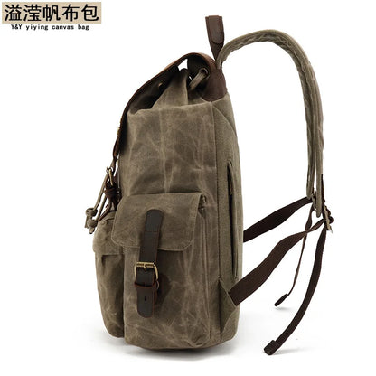 Men's Leisure School Bag Large Capacity Travel Backpack Canvas Outdoor Mountaineering Computer