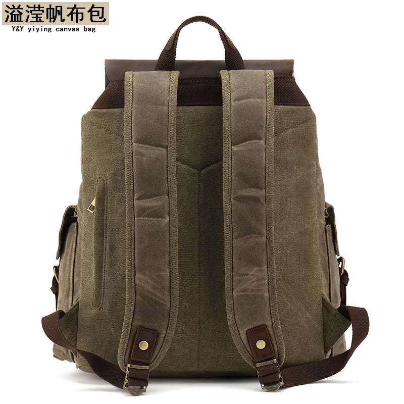 Men's Leisure School Bag Large Capacity Travel Backpack Canvas Outdoor Mountaineering Computer