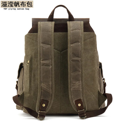 Men's Leisure School Bag Large Capacity Travel Backpack Canvas Outdoor Mountaineering Computer
