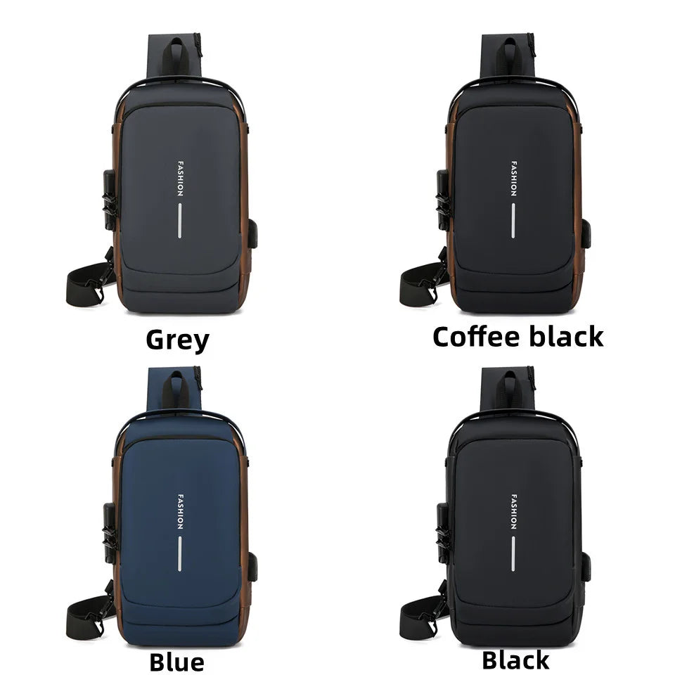 Men's Multifunction Anti-Theft USB Chest  Bags Man Crossbody Cross Body Travel Sling Shoulder Bag Pack Messenger Pack For Male