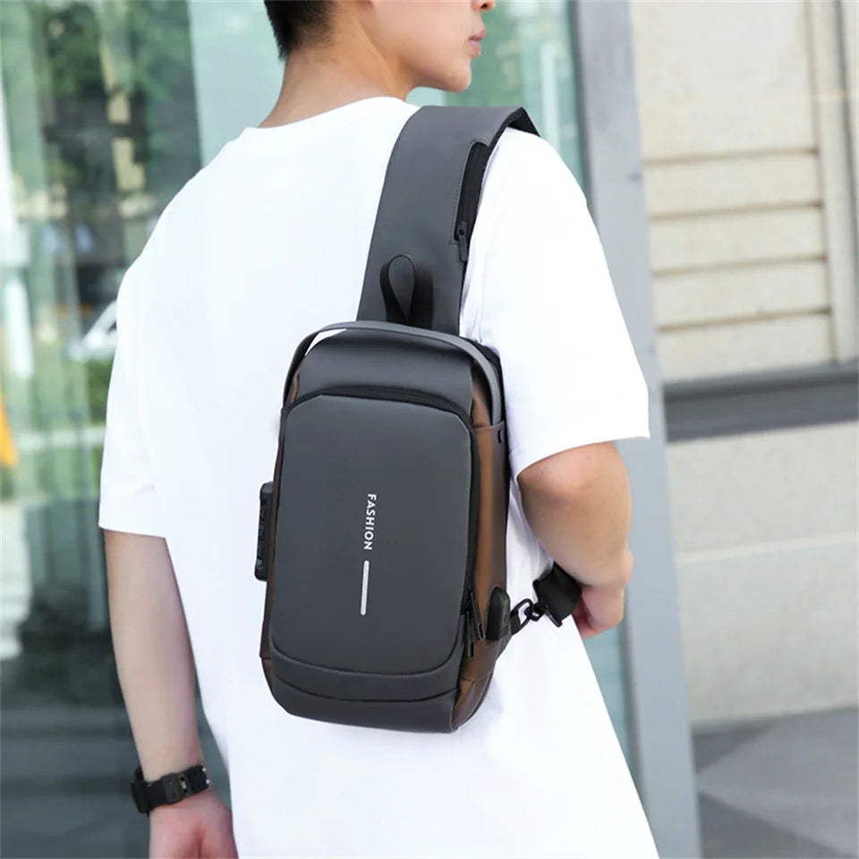 Men's Multifunction Anti-Theft USB Chest  Bags Man Crossbody Cross Body Travel Sling Shoulder Bag Pack Messenger Pack For Male