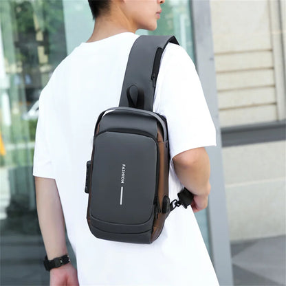 Men's Multifunction Anti-Theft USB Chest  Bags Man Crossbody Cross Body Travel Sling Shoulder Bag Pack Messenger Pack For Male