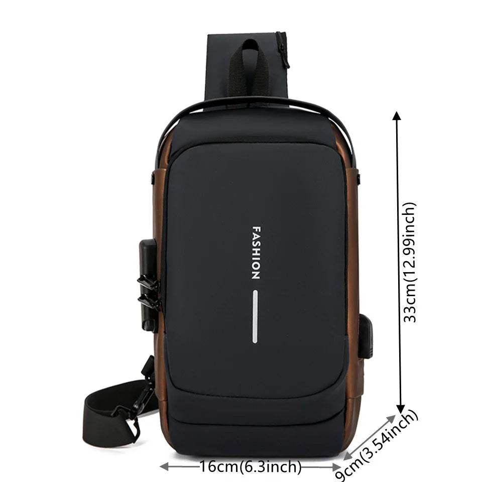 Men's Multifunction Anti-Theft USB Chest  Bags Man Crossbody Cross Body Travel Sling Shoulder Bag Pack Messenger Pack For Male