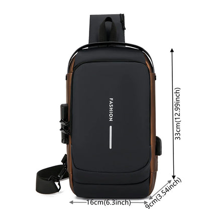 Men's Multifunction Anti-Theft USB Chest  Bags Man Crossbody Cross Body Travel Sling Shoulder Bag Pack Messenger Pack For Male