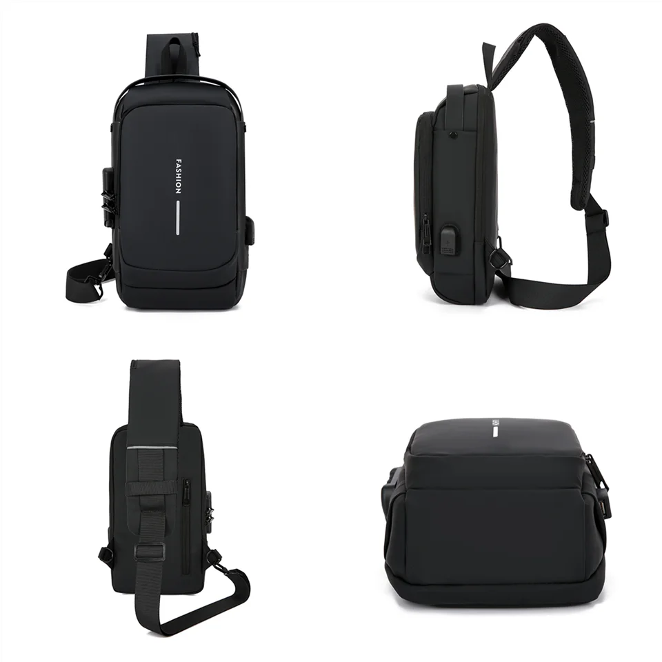 Men's Multifunction Anti-Theft USB Chest  Bags Man Crossbody Cross Body Travel Sling Shoulder Bag Pack Messenger Pack For Male