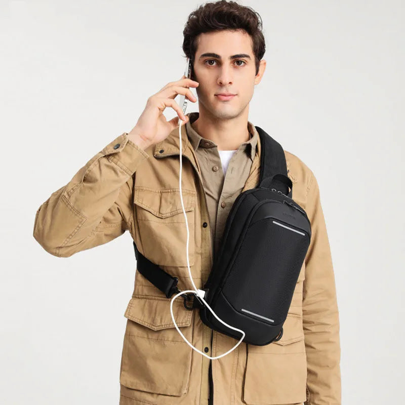 Men's Multifunction Anti-theft USB Shoulder Bag Man Crossbody Cross body Travel Sling Chest Bags Pack Messenger Pack For Male