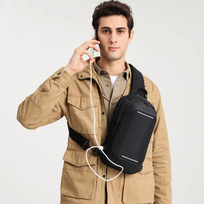 Men's Multifunction Anti-theft USB Shoulder Bag Man Crossbody Cross body Travel Sling Chest Bags Pack Messenger Pack For Male